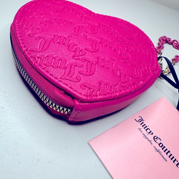 Juicy Couture Pink Flash Embossed ‘Can’t Tame Her’ Heart Zip Around Wallet - Picture 4 of 4